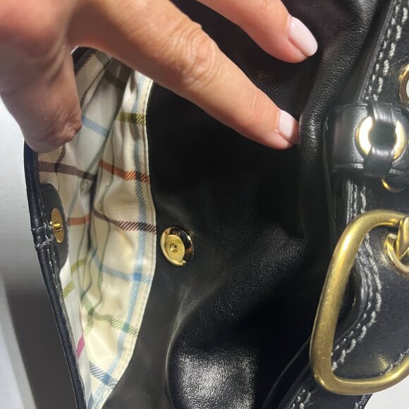 2007 Coach Bleecker Black Leather Shoulder Bag Purse Brass Hardware - Picture 4 of 10